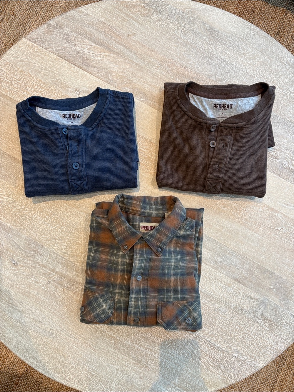Redhead Lot of 3 Long Sleeve Shirts - 2 Henley and 1 Plaid Button Down